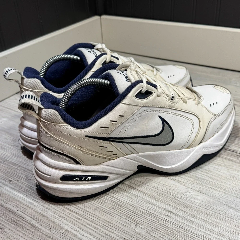 Nike Air Monarch IV Men's Training Shoes Sz 10 White/Navy 415455 102